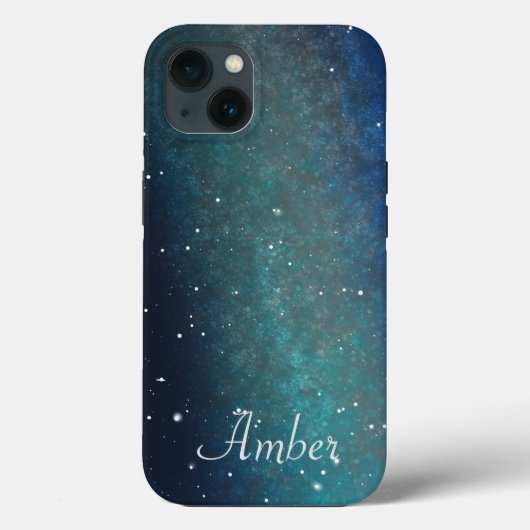 銀河 スペース 星雲 ナイトスカイ 緑 カスタムデザイン Case-Mate iPhoneケース (裏面)