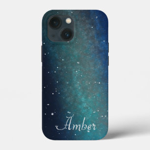銀河 スペース 星雲 ナイトスカイ 緑 カスタムデザイン iPhone 13 MINIケース