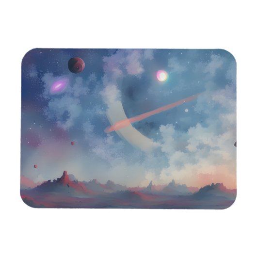 銀河、宇宙、星、宇宙空間 マグネット (横)