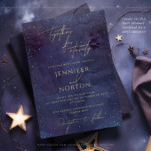 銀河　星空　青　紫　金　ウェディング 招待状