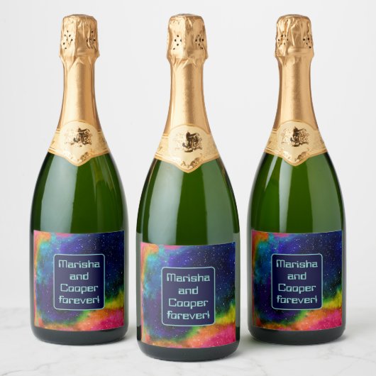 銀河Sci-Fi結婚の スパークリングワインラベル (ボトル)