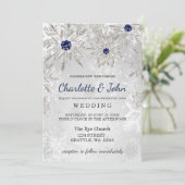 銀海軍のスノーフレーク冬の結婚式 招待状 (スタンド正面)