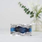 銀海軍ブルーメタル瑪瑙マーブルQRコード 名刺 (スタンド正面)