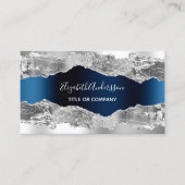 銀海軍ブルーメタル瑪瑙マーブルQRコード 名刺 (正面)