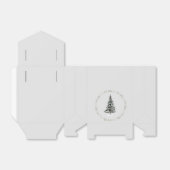 銀淡い色のの緑のクリスマスツリーとリース フェイバーボックス (折り畳みなし)