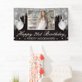 銀滴下グリッターとバルーン誕生日 横断幕 (インサイチュ)