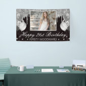 銀滴下グリッターとバルーン誕生日 横断幕 (トレードショー)