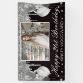 銀滴下グリッターとバルーン誕生日 横断幕 (縦)