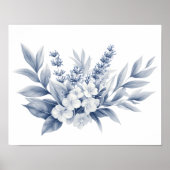 銀灰色と白の花の鉛筆画 ポスター (正面)