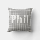 銀灰色のギンガムパターン クッション (裏面)