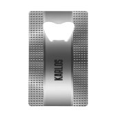 銀灰色のメタリックテクスチャ クレジットカード栓抜き (正面)