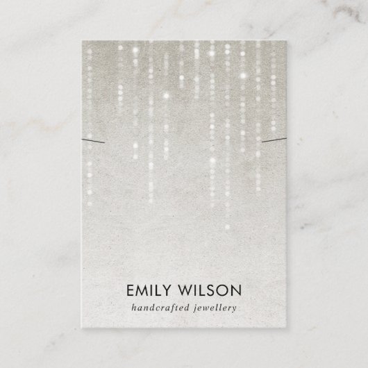 銀灰色のライトストリングネックレスバンドディスプレイ 名刺 (正面)
