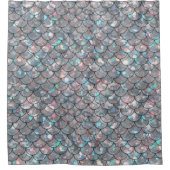 銀灰色の人魚ホログラフィはかりで測ー シャワーカーテン (正面)