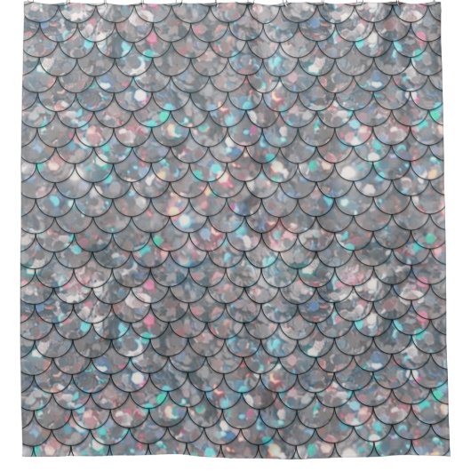 銀灰色の人魚ホログラフィはかりで測ー シャワーカーテン (正面)