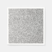銀灰色の光のグリッターきらめき スタンダードカクテルナプキン (正面)