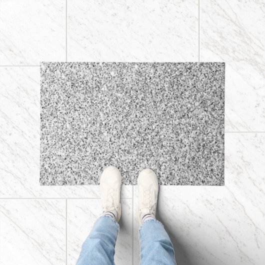 銀灰色の光のグリッターきらめき ドアマット (室内)