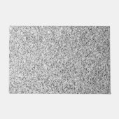 銀灰色の光のグリッターきらめき ドアマット (正面)