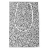 銀灰色の光のグリッターきらめき ミディアムペーパーバッグ (正面)