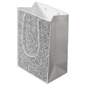 銀灰色の光のグリッターきらめき ミディアムペーパーバッグ (裏面アングル)