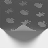 銀灰色の単色金属リンゴ果実 ラッピングペーパー (角)