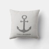 銀灰色の海軍アンカー ファミリー クッション (裏面)