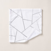 銀灰色の白い幾何学模様#1 (フェイク箔) バスタオルセット (ウォッシュタオル)