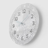 銀灰色の結晶グリッタースパークナイトマーズメタル ラージ壁時計 (傾斜)