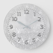 銀灰色の結晶グリッタースパークナイトマーズメタル ラージ壁時計 (正面)