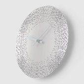 銀灰色の結晶紙吹雪グリッター宝石ミニマル ラージ壁時計 (傾斜)