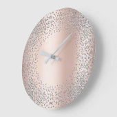 銀灰色の結晶紙吹雪グリッター宝石赤面 ラージ壁時計 (傾斜)