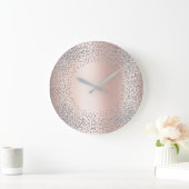 銀灰色の結晶紙吹雪グリッター宝石赤面 ラージ壁時計 (ホーム)