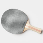 銀灰色の虹色の輝くガラスの質感 卓球ラケット (横)