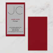 銀灰色の赤色の垂直プロフェッショナルモノグラム 名刺 (正面/裏面)