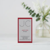 銀灰色の赤色の垂直プロフェッショナルモノグラム 名刺 (スタンド正面)