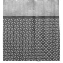 銀灰色の金属の花と宝石のパターン シャワーカーテン