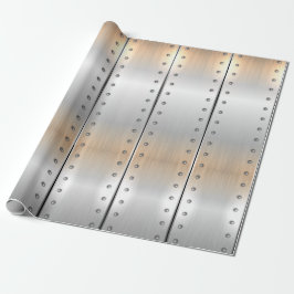 銀灰色の金属ストライプ模様 ラッピングペーパー