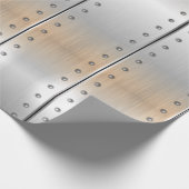 銀灰色の金属ストライプ模様 ラッピングペーパー (角)