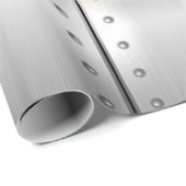 銀灰色の金属ストライプ模様 ラッピングペーパー (ロールコーナー)