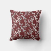 銀灰色の金属フローラハミング鳥ブルゴーニュ クッション (裏面)