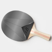 銀灰色の金属幾何学的デザイン 卓球ラケット (横)