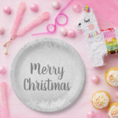 銀灰色の霜のメリークリスマス ペーパープレート (パーティー)