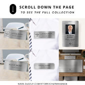 銀灰色エレガント金属モノグラムコンサルタント 名刺