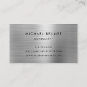 銀灰色エレガント金属モノグラムコンサルタント 名刺 (裏面)