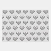 銀灰色カラーハート ラッピングペーパーシート (正面3)