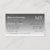 銀灰色グラディエントのヤシの葉とモノグラム 名刺 (裏面)