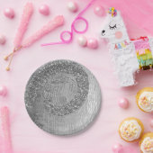 銀灰色グラム抽象芸術グラファイトスパイラルグリッター ペーパープレート (パーティー)