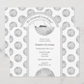 銀灰色サッカーボール模様スポーツパーティー 招待状 (正面/裏面)