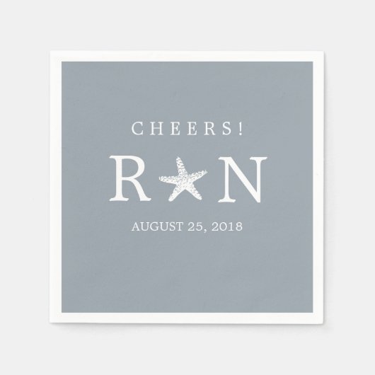 銀灰色ヒトデ | 結婚s スタンダードカクテルナプキン (正面)