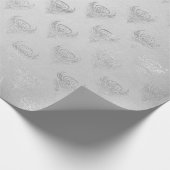 銀灰色ピーコック金属光沢モノクロ ラッピングペーパー (角)