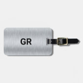 銀灰色メタリックテクスチャカスタム文字 ラゲッジタグ (正面横)